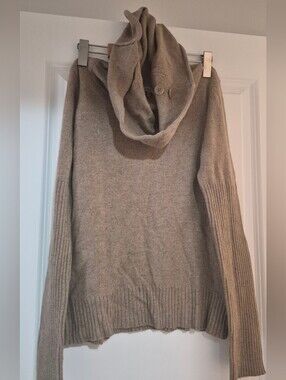 Cozy Taupe Droop Turtle-Neck Women's Sweater